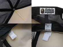 Load image into Gallery viewer, A BATHING APE アベイシングエイプ エイプヘッド ロゴ メッシュキャップ 帽子 ブラック ホワイト フリーサイズ 美品 中古 4b004879