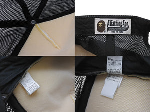 A BATHING APE アベイシングエイプ エイプヘッド ロゴ メッシュキャップ 帽子 ブラック ホワイト フリーサイズ 美品 中古 4b004879