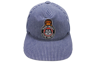 新品同様 A BATHING APE アベイシングエイプ × FELIX フェリックス スナップバックキャップ 002CPC231931X サイズF デニム 中古 4b004880