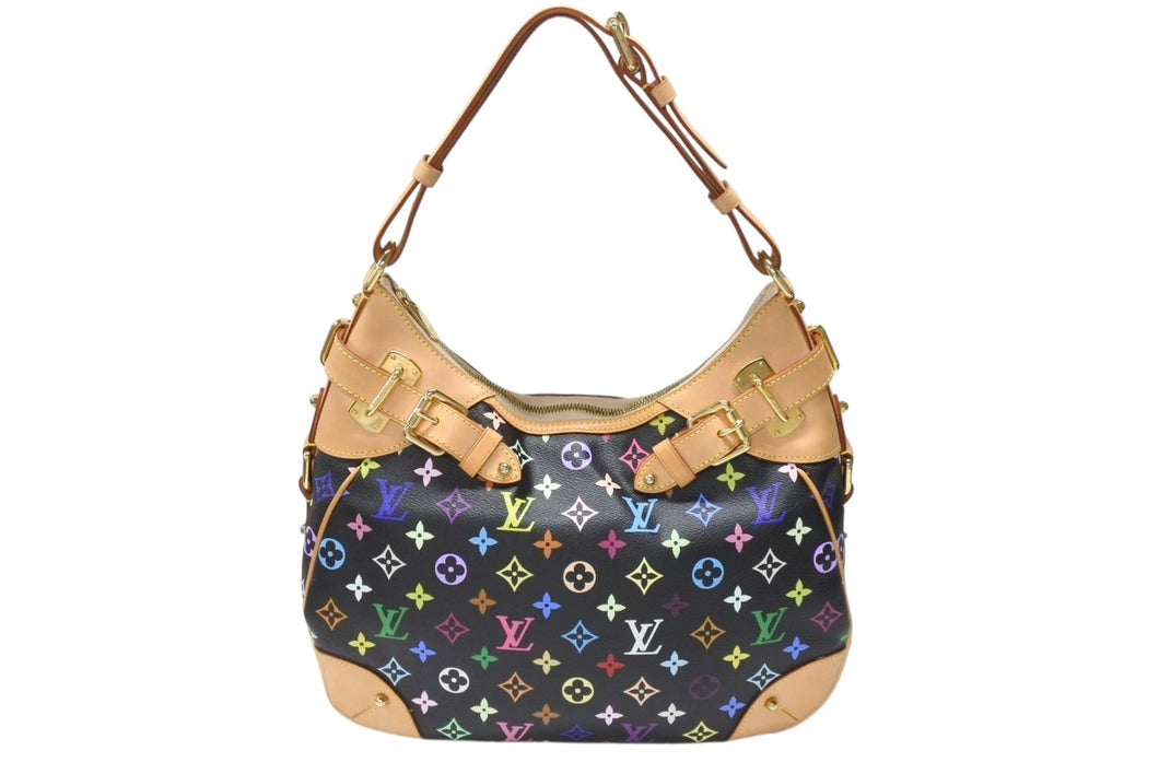 極美品 LOUIS VUITTON ルイヴィトン グレタ ワンショルダーバッグ M40196 モノグラム マルチカラー ブラック 村上隆 中古4b004885
