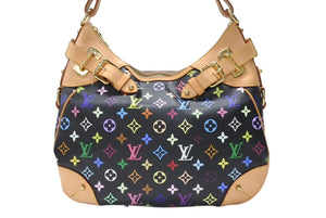 極美品 LOUIS VUITTON ルイヴィトン グレタ ワンショルダーバッグ M40196 モノグラム マルチカラー ブラック 村上隆 中古4b004885