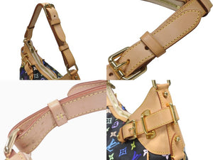 極美品 LOUIS VUITTON ルイヴィトン グレタ ワンショルダーバッグ M40196 モノグラム マルチカラー ブラック 村上隆 中古4b004885