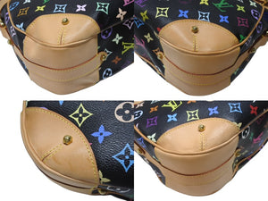 極美品 LOUIS VUITTON ルイヴィトン グレタ ワンショルダーバッグ M40196 モノグラム マルチカラー ブラック 村上隆 中古4b004885