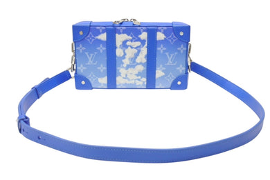 極美品 LOUIS VUITTON ルイヴィトン ソフトトランク ショルダーバッグ ヴァージル期 M45432 カウハイドレザー ブルー ホワイト 中古 4b004887