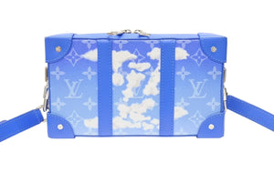 極美品 LOUIS VUITTON ルイヴィトン ソフトトランク ショルダーバッグ ヴァージル期 M45432 カウハイドレザー ブルー ホワイト 中古 4b004887