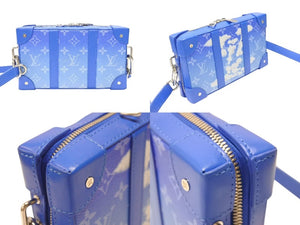 極美品 LOUIS VUITTON ルイヴィトン ソフトトランク ショルダーバッグ ヴァージル期 M45432 カウハイドレザー ブルー ホワイト 中古 4b004887