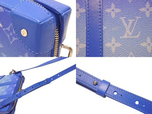 極美品 LOUIS VUITTON ルイヴィトン ソフトトランク ショルダーバッグ ヴァージル期 M45432 カウハイドレザー ブルー ホワイト 中古 4b004887