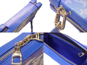 極美品 LOUIS VUITTON ルイヴィトン ソフトトランク ショルダーバッグ ヴァージル期 M45432 カウハイドレザー ブルー ホワイト 中古 4b004887