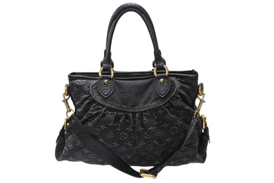 極美品 LOUIS VUITTON ルイヴィトン ネオカヴィMM 2WAYバッグ M95351 モノグラム デニム ブラック ゴールド金具 中古 4b004888