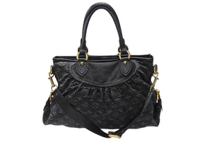 極美品 LOUIS VUITTON ルイヴィトン ネオカヴィMM 2WAYバッグ M95351 モノグラム デニム ブラック ゴールド金具 中古 4b004888