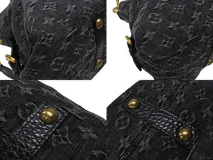 極美品 LOUIS VUITTON ルイヴィトン ネオカヴィMM 2WAYバッグ M95351 モノグラム デニム ブラック ゴールド金具 中古 4b004888