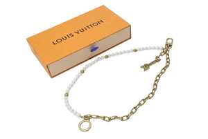 新品未使用 LOUIS VUITTON ルイヴィトン バッグチャーム チェーンベルト パール M01689 ガラスパール メタル Pharrell Williams 中古 4b004894