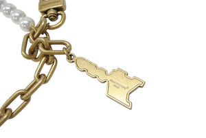 新品未使用 LOUIS VUITTON ルイヴィトン バッグチャーム チェーンベルト パール M01689 ガラスパール メタル Pharrell Williams 中古 4b004894