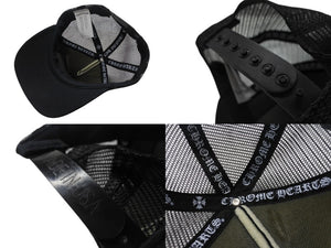 極美品 CHROME HEARTS クロムハーツトラッカーキャップ ロサンゼルス限定 CHロゴ刺繍 クロスボール シルバー 925 ブラック 中古 4b004903