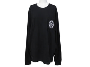 極美品 CHROME HEARTS クロムハーツ ホースシュー 長袖Tシャツ ロングスリーブ ロサンゼルス限定 ブラック サイズL 中古 4b004904