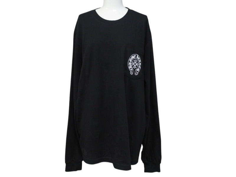 極美品 CHROME HEARTS クロムハーツ ホースシュー 長袖Tシャツ ロングスリーブ ロサンゼルス限定 ブラック サイズL 中古 4b004904