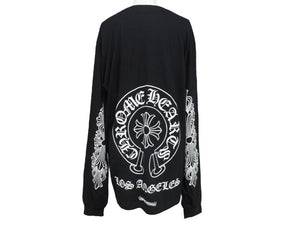 極美品 CHROME HEARTS クロムハーツ ホースシュー 長袖Tシャツ ロングスリーブ ロサンゼルス限定 ブラック サイズL 中古 4b004904
