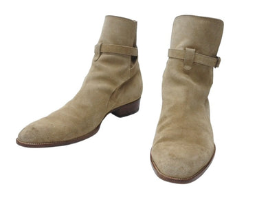SAINT LAURENT サンローラン WYATT 30 JODHPUR BOOTS ワイアット 30 ジョッパーブーツ 靴 498372 スエード ベージュ サイズ45 美品 中古 4b004908 