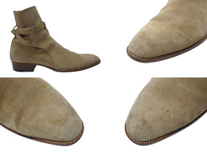 SAINT LAURENT サンローラン WYATT 30 JODHPUR BOOTS ワイアット 30 ジョッパーブーツ 靴 498372 スエード ベージュ サイズ45 美品 中古 4b004908 
