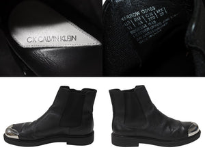 CALVIN KLEIN カルバンクライン サイドゴアブーツ メタルトゥ レザー ブラック サイズ44 美品 中古 4b004909