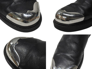 CALVIN KLEIN カルバンクライン サイドゴアブーツ メタルトゥ レザー ブラック サイズ44 美品 中古 4b004909