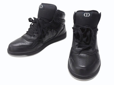 極美品 Dior ディオール B27 オブリーク ギャラクシー ハイカットスニーカー CDロゴ レザー ブラック サイズ44 中古 4b004911
