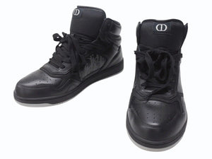 極美品 Dior ディオール B27 オブリーク ギャラクシー ハイカットスニーカー CDロゴ レザー ブラック サイズ44 中古 4b004911