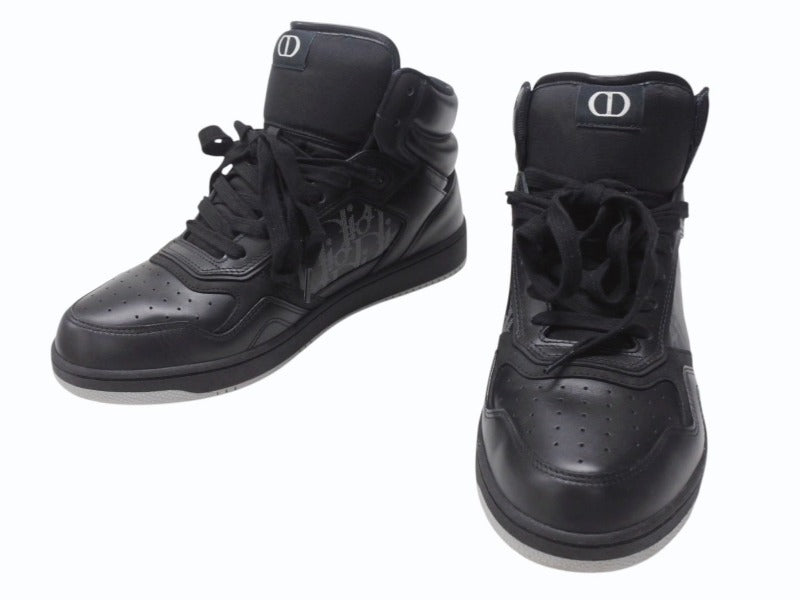 極美品 Dior ディオール B27 オブリーク ギャラクシー ハイカットスニーカー CDロゴ レザー ブラック サイズ44 中古 4b004911