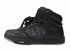 極美品 Dior ディオール B27 オブリーク ギャラクシー ハイカットスニーカー CDロゴ レザー ブラック サイズ44 中古 4b004911