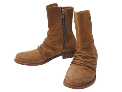AMIRI アミリ SKINNY STACK BOOT スキニースタックサイドジップブーツ スウェードブラウン サイズ11 2/1 良品 中古 4b004915 