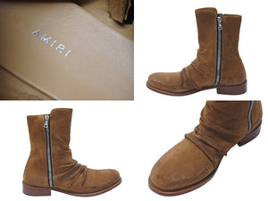 AMIRI アミリ SKINNY STACK BOOT スキニースタックサイドジップブーツ スウェードブラウン サイズ11 2/1 良品 中古 4b004915 