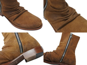 AMIRI アミリ SKINNY STACK BOOT スキニースタックサイドジップブーツ スウェードブラウン サイズ11 2/1 良品 中古 4b004915 