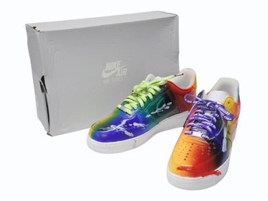 新品未使用 NIKE ナイキ AirForce1 エアフォースワン スニーカー ペイント レザー ラインストーン ホワイト マルチカラー サイズ11 中古 4b004916