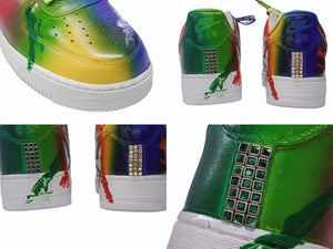 新品未使用 NIKE ナイキ AirForce1 エアフォースワン スニーカー ペイント レザー ラインストーン ホワイト マルチカラー サイズ11 中古 4b004916