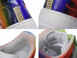新品未使用 NIKE ナイキ AirForce1 エアフォースワン スニーカー ペイント レザー ラインストーン ホワイト マルチカラー サイズ11 中古 4b004916