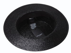未使用 SAINT LAURENT サンローラン ラフィアハット 帽子 551676 4YB50 イタリア製レーヨンコットン ブラック サイズL 中古 4b004917 
