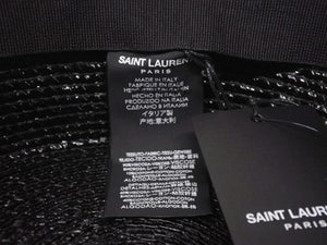 未使用 SAINT LAURENT サンローラン ラフィアハット 帽子 551676 4YB50 イタリア製レーヨンコットン ブラック サイズL 中古 4b004917 