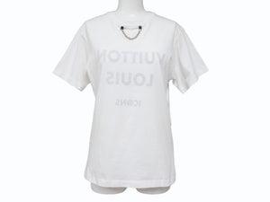 LOUIS VUITTON ルイヴィトン 21SS 半袖Tシャツ RW211W サイズXS チェーン 反転ロゴプリント ホワイト ブラック 美品 中古 4b004920