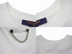 LOUIS VUITTON ルイヴィトン 21SS 半袖Tシャツ RW211W サイズXS チェーン 反転ロゴプリント ホワイト ブラック 美品 中古 4b004920