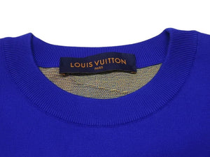 LOUIS VUITTON ルイヴィトン LVMインターシャＴシャツ ニット RM211M ZLW HKN15W コットンブルー マルチカラー サイズXS 美品 中古 4b004921