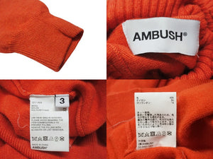 AMBUSH アンブッシュ ニット ハイネック ロゴ ウール ナイロン ポリウレタン レッド サイズ3 美品 中古 4b004922
