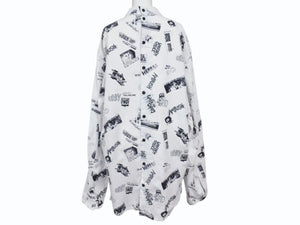 AMBUSH アンブッシュ 長袖シャツ 総柄プリント JAPAN製 コットン ホワイト ブラック サイズ2 美品 中古 4b004923