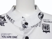 Load image into Gallery viewer, AMBUSH アンブッシュ 長袖シャツ 総柄プリント JAPAN製 コットン ホワイト ブラック サイズ2 美品 中古 4b004923
