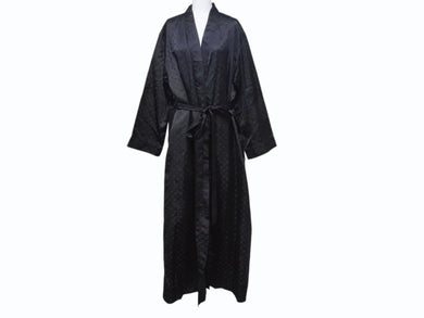 極美品 CHROME HEARTS クロムハーツ 総柄 マルチモチーフ シルク ガウンコート ブラック サイズM 中古 4b004925