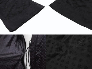 極美品 CHROME HEARTS クロムハーツ 総柄 マルチモチーフ シルク ガウンコート ブラック サイズM 中古 4b004925