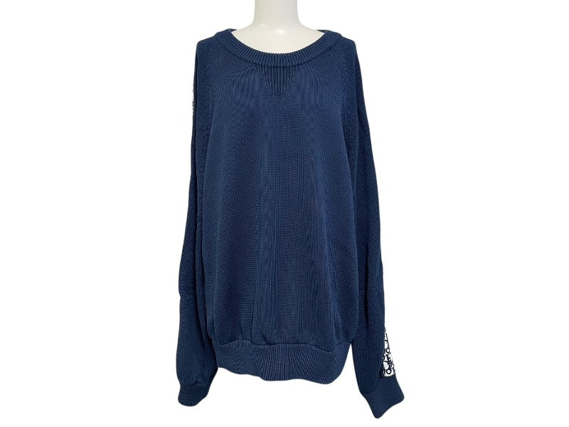 極美品 ChristianDior クリスチャンディオール トロッター ニット カーディガン セーター 943M672AT072 コットン ネイビー サイズXL 中古 4b004931