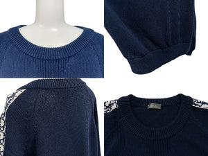 極美品 ChristianDior クリスチャンディオール トロッター ニット カーディガン セーター 943M672AT072 コットン ネイビー サイズXL 中古 4b004931