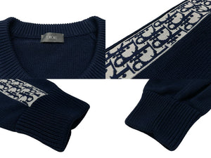 極美品 ChristianDior クリスチャンディオール トロッター ニット カーディガン セーター 943M672AT072 コットン ネイビー サイズXL 中古 4b004931