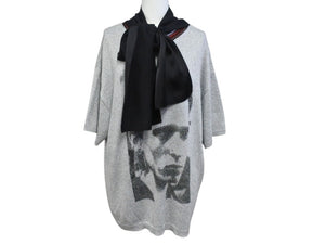 極美品 RAF SIMONS ラフシモンズ The Clash カジュアルニット 915568 スカーフドッキング ラメ シルバーレーヨン ポリエステル サイズXS 中古 4b004934 