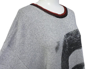 極美品 RAF SIMONS ラフシモンズ The Clash カジュアルニット 915568 スカーフドッキング ラメ シルバーレーヨン ポリエステル サイズXS 中古 4b004934 